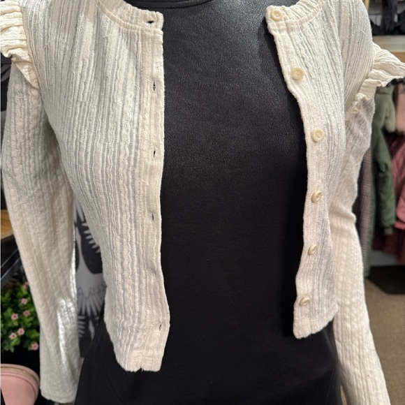 Zara Black and Cream Ribbed Blouse - Picture 3 of 8